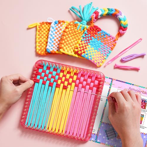 REENLIV Upgraded Weaving Loom Kit Toys for Kids & Adults, DIY Arts & Crafts - color: Pink