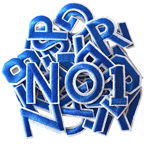 GYGYL 72Pcs Iron on Letter & Number Patches for Clothes, Backpack, Blue - color: Blue, size: Pack of Letters