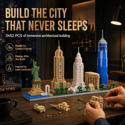 New York Skyline Architecture Micro Mini Building Block Set 3452Pcs - style: New York Skyline