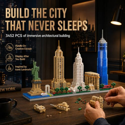 New York Skyline Architecture Micro Mini Building Block Set 3452Pcs - style: New York Skyline