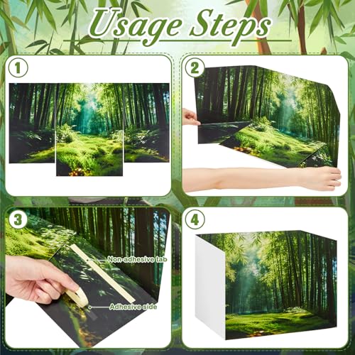 AmazingSpark 2 Set Bamboo Forest Diorama Box and Fake Grass Decor, Panda Habitat Diorama Project Supplies Set, Cardboard Display Case Kit & Artificial Grass with Double Sided Tapes for DIY Crafts - style: Bamboo Forest