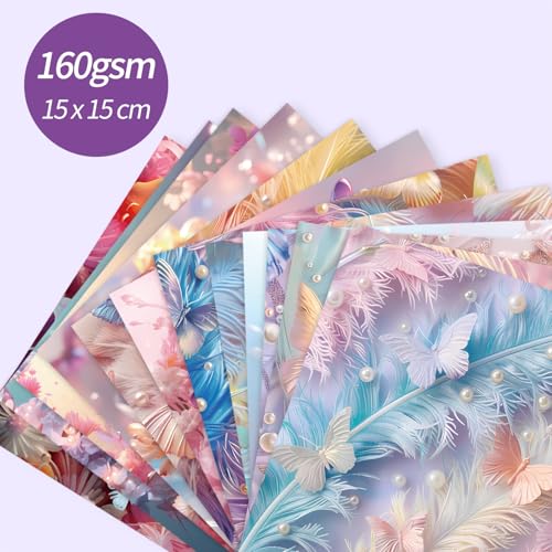 6x6" Cardstock Single Sided Scrapbooking,Craft Decorative Scrap Book Paper - color: 24sheets-Pearl Butterfly