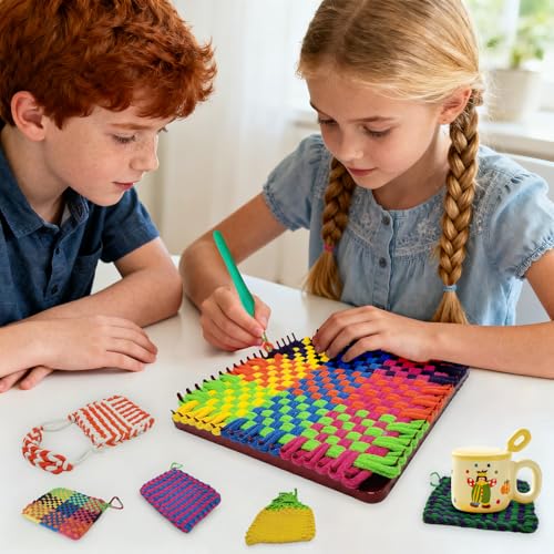 OYACH 7inch Cotton Potholder Metal Weaving Loom Loop,440 Potholder Loom Kit - color: Weaving Loom Kits