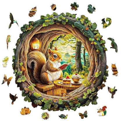 Squirrel in the Cave Wooden Puzzles for Adults 300 Pieces, L-13.4 * 13.1in - size: Large
