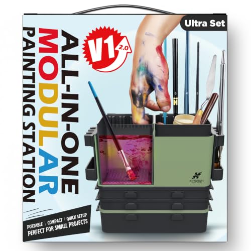 V1 2.0 Portable Modular Painting Station for Miniature Painting - color: Green Black