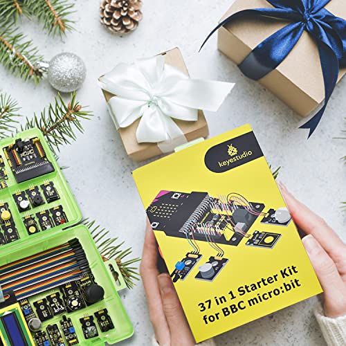 KEYESTUDIO 37 Sensors in 1 Box Starter Kit for BBC Micro bit with Tutorial (Without Microbit Board), Compatible with V1.5, V2 Microbit Sensor Kit Accessories Programming Electronics for Teens Adults