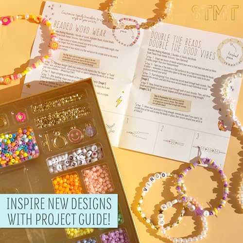 STMT DIY Beaded Jewelry Kit - Makes 15 Premium Pieces, Includes Bracelet Making Supplies, Letter Beads, Enameled Charms, Great Teen Girl Gifts - size: Small, style: Beaded