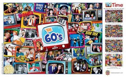 MasterPieces - 1000 Piece Jigsaw Puzzle, Nostalgic 60’s TV Shows Collage, Retro Entertainment Fun for Adults, Family, Kids, Non-Glare Finish, 19.25" x 26.75" - style: 60s Shows