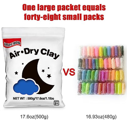 ifergoo 500g Blue Air Dry Clay, 1.1LBS DIY Creative Modeling Clay for Kids - color: Blue/500g