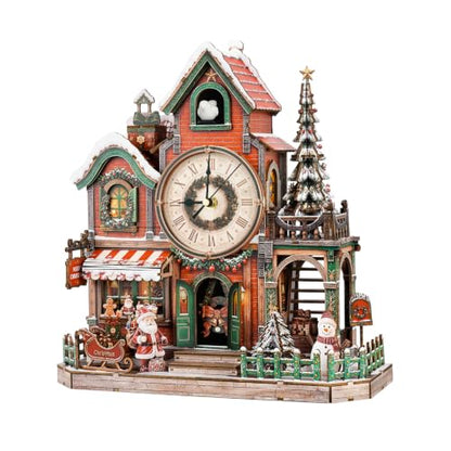 3D Wooden Puzzles for Adult,DIY Cuckoo Clock Kit(Christmas Cabin) - color: Christmas Clock