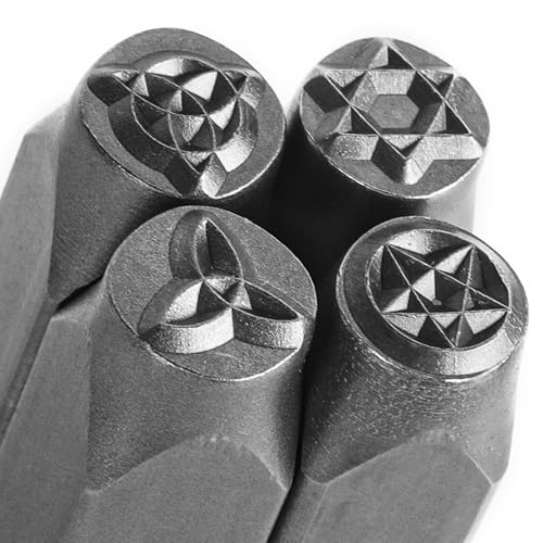 TheCraftGuy 4pc Geometric Metal Stamping Kit for Jewelry, 5/16“(8mm) Stamps - color: Geometric Shape1