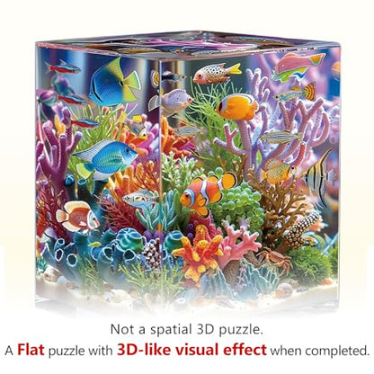 Wooden Puzzles for Adults, 7.7 * 7.4 in 95 pcs Ocean Aquarium Wood Puzzles - color: Ocean Aquarium, size: Small