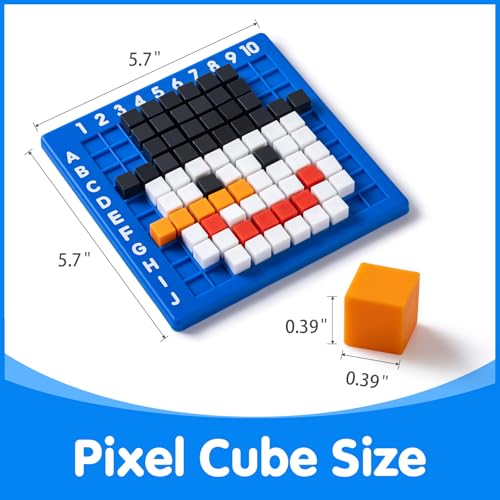 Pixel Art Creator – 400 Hard Plastic Cubes - 60 Pieces 3D Shapes for Teaching - Geometric Solids for Kids, Light Table Manipulatives, Translucent Toy for Light Table