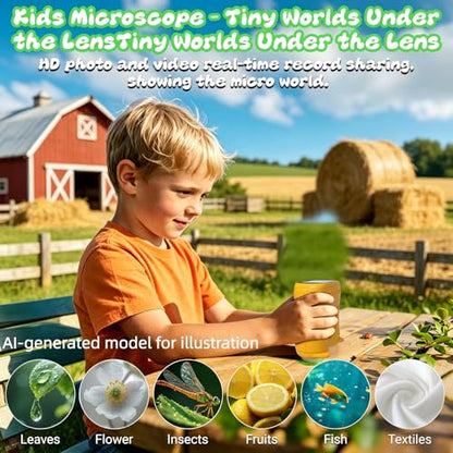 2 in 1 Kids Microscope and Telescope, STEM Educational Toy, Orange - color: Orange