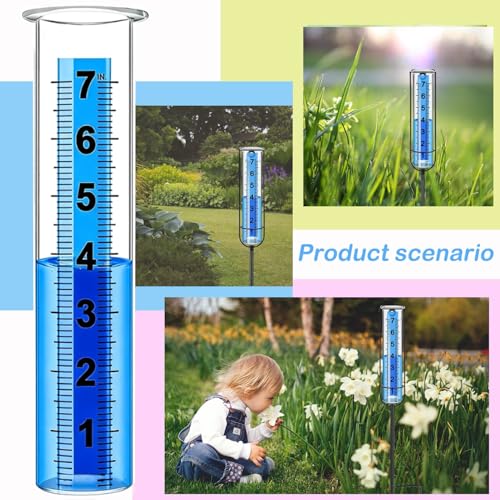 Rain Gauge Replacement Tube, Accurate Rain Gauges Outdoors Best Rated, 7" Capacity Rain Gauge Tube Replacement for Yard & Garden, Water Gauge for Rain (Large Scale Tube) - size: 2 Large Scale tube
