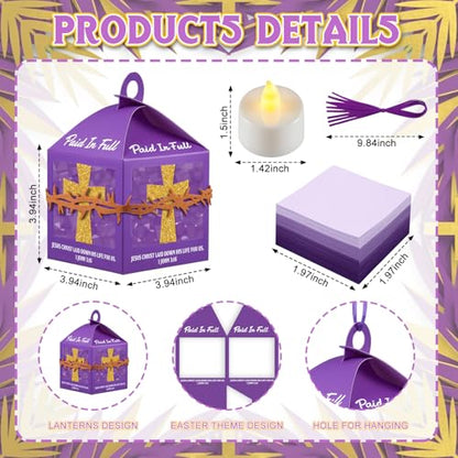 Simgoing 12 Set Christian Cross Lantern Craft Kits with LED Candles - style: Easter
