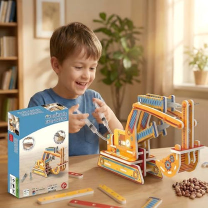 STEM Pneumatic Excavator Kit - Build a Working Digger with Syringe & Tubing - style: Pneumatic Excavator