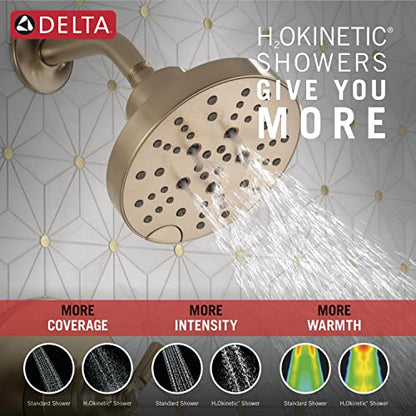 Delta Faucet Saylor 17 Series Gold Shower Valve Trim Kit with H2Okinetic Shower Head, Delta Shower System, Shower Faucet Set, Shower Head and Handle, Champagne Bronze T17235-CZ (Valve Not Included) - color: Champagne Bronze