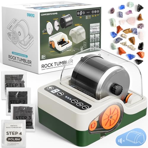 Flooyes Ultra Quiet Rock Tumbler Kit, STEM Science Kit for Kids, Adults - color: Green