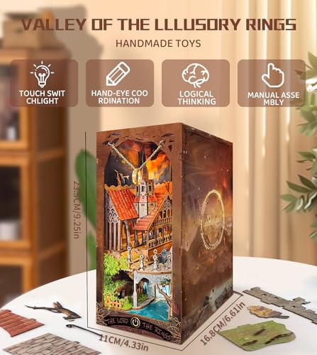 Spilay Book Nook Kit for Adults, Magic Miniature House Building Kit - color: Valley of the Illusory Rings With Dust Cover