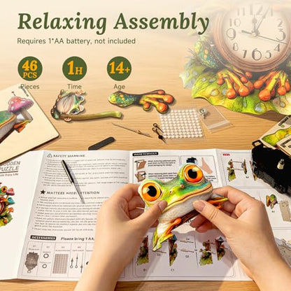 3D Wooden Puzzle for Adults - Frog Mushroom Clock - color: Frog Mushroom Clock