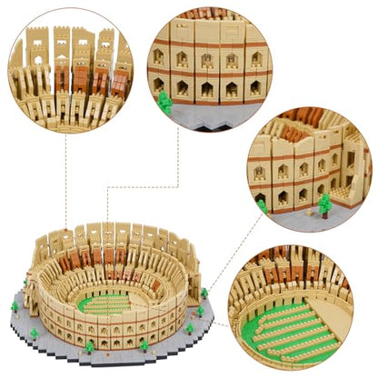 Building Blocks Set Roman Colosseum Model Micro Building Blocks 5594 PCS Famous Architecture Model Mini Building Kit, Gift for Kids and Adults - color: Roman Colosseum