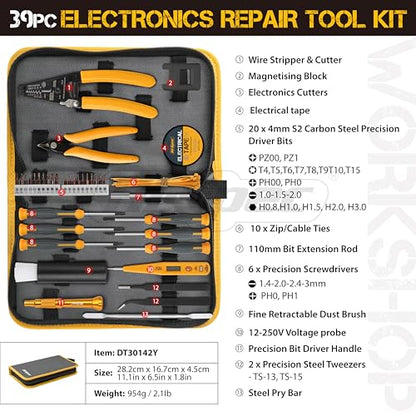 Hi-Spec Electronics Repair & Opening Tool Kit for Laptops Phones Devices - size: 39pcs