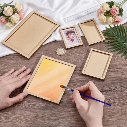 PH PandaHall 10 Sets Rectangle Picture Frame, Art Photo Frame Blank DIY Wood Panel Boards Geometric Cutout Frames for Home Office Store Wall Art Decor, Painting, Mosaic, Cross-stitch, 5 Sizes - size: Rectangular