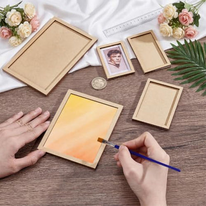 PH PandaHall 10 Sets Rectangle Picture Frame, Art Photo Frame Blank DIY Wood Panel Boards Geometric Cutout Frames for Home Office Store Wall Art Decor, Painting, Mosaic, Cross-stitch, 5 Sizes - size: Rectangular