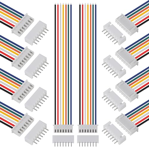 ACEIRMC 10Pairs JST-XH Connector Kit, XH 2.54mm 7 Pin Header Male and Female Connectors Plug Adapter with Flat Wire Cable 200mm 26AWG Compatible with JST XH (7P) - color: 7P