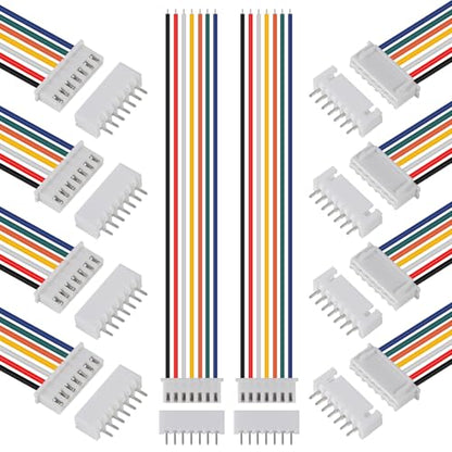 ACEIRMC 10Pairs JST-XH Connector Kit, XH 2.54mm 7 Pin Header Male and Female Connectors Plug Adapter with Flat Wire Cable 200mm 26AWG Compatible with JST XH (7P) - color: 7P