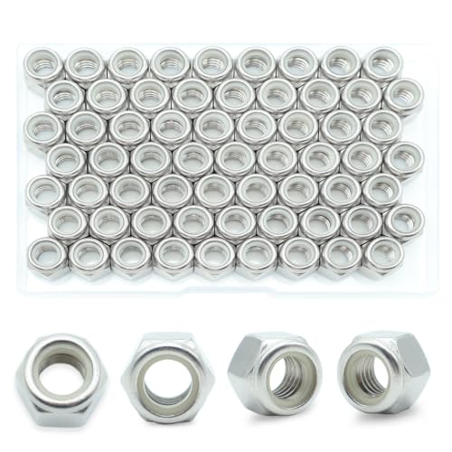 3/8-16 Nylon Insert Lock Nuts 40 Pack, 304 Stainless Steel Hardware Nuts - size: 3/8"-16 (40 pcs)
