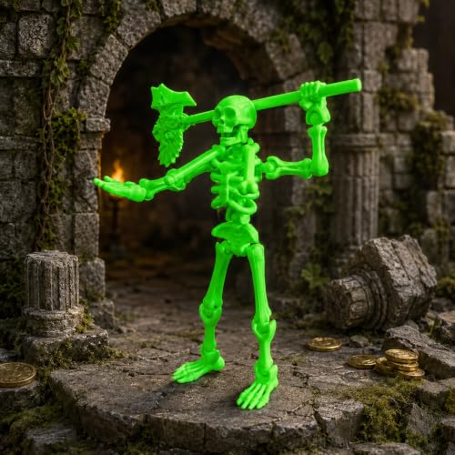 Fully Articulated Human Skeleton Action Figure, Green - color: Fluo Green