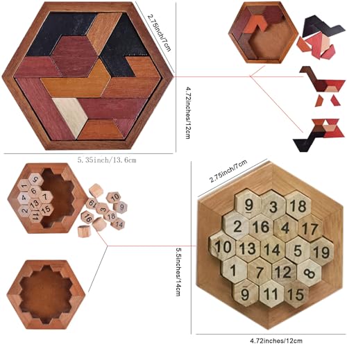 Arlai 12 pcs Wooden Brain Teaser Puzzle & Metal 3D Unlock Interlocking
