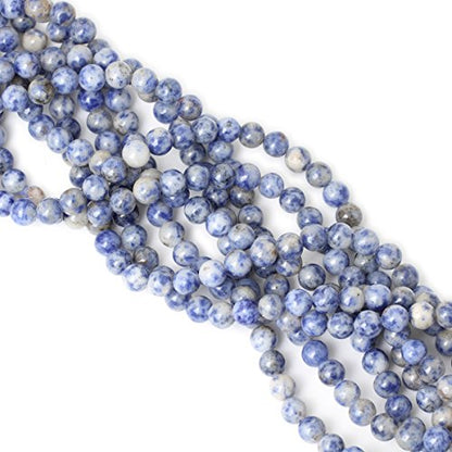 45PCS 8mm Natural Blue White Sodalite Gemstone Round Loose Beads for Jewelry Making 1 Strand 15" - color: Blue White Sodalite, size: 8mm