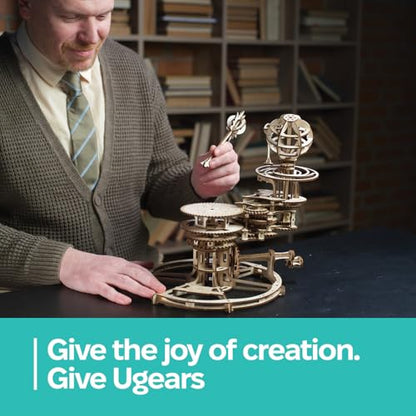 UGEARS Mechanical Tellurion 3D Puzzle - 3D Wooden Puzzled for Adults, Solar System Model Kit, Wooden Model Kits for Adults to Build, Mechanical Models Brain Teaser Puzzle
