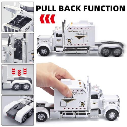 OANMYJJO Semi Truck Toys for Kids Boys Heavy Trucks Model, Toy Trucks - color: White
