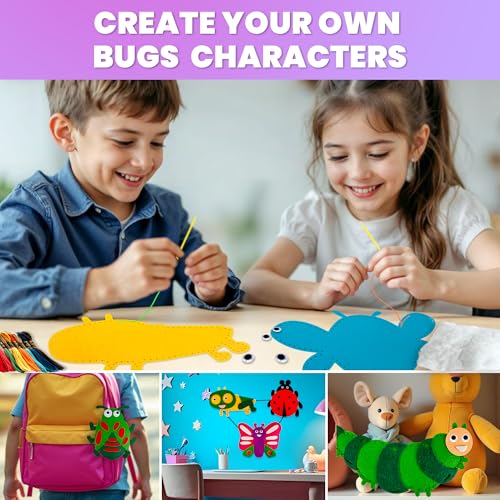 Sewing Kit for Kids Ages 4-8 - 12 Beginner DIY Kids Sewing Crafts Ages 5-8 - color: 3.0 Bugs