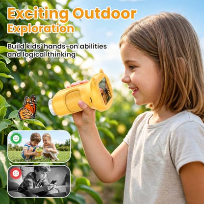 Alotwan Kids Microscope Handheld, Digital 1000X, 2.4" HD Screen - color: Yellow