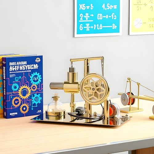 MagicTech Hot Air Stirling Engine Motor Electricity Power USB Cylinder Metal Physics Education Model JY27 - size: 6.4 x 3.7 x 5.1 Inch