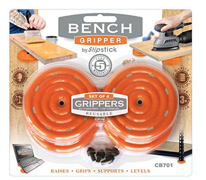 Slipstick CB701 Universal Bench Grippers with Non Slip Grip Surface for Woodworking, Painting, Leveling, Raising, and Supporting (Set of 4) 2-3/4” Round x ½” Tall-Orange - size: 4 Pack