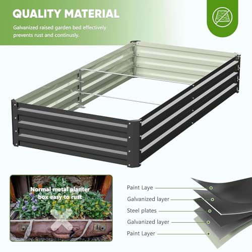 DoCred Crop Cage with Raised Garden Bed, 72.8" x 37.4" x 59" Plant Protection Tent Garden Cages with Window, 2 in 1 Galvanized Raised Garden Bed Kit and Mesh Cover for Garden, Yard, Lawn - color: Black, size: 72.8" x 37.4" x 59"