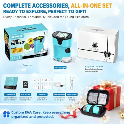 Kids Digital Handheld Microscope with Screen: Science Toy Gifts, Ages 4-12