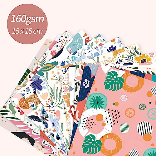 6x6" Cardstock Single Sided Scrapbooking,Craft Decorative Scrap Book Paper - color: 24sheets-flower bird