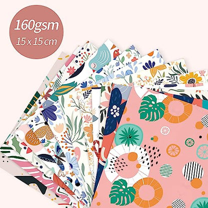 6x6" Cardstock Single Sided Scrapbooking,Craft Decorative Scrap Book Paper - color: 24sheets-flower bird