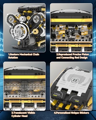 Karei V8 Engine Building Set 1065 PCS- Manual & Electric Dual Working Modes