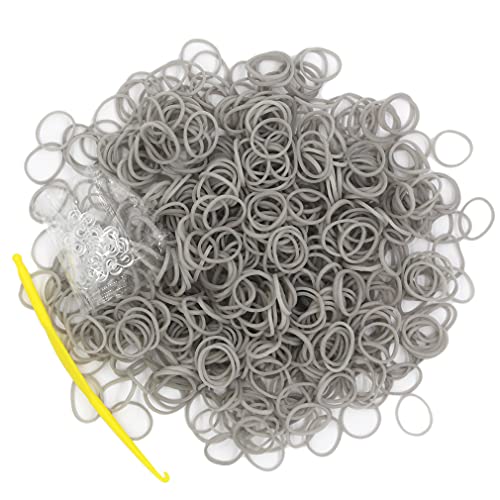3000 Loom Rubber Bands Refill Kit,75 S-Clips & 5 Hooks Bracelet DIY Grey - color: Grey
