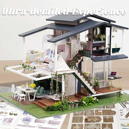 Flever Dollhouse Miniature DIY House Kit Creative Room with Furniture for Romantic Artwork Gift (Monet Garden) - color: Monet Garden