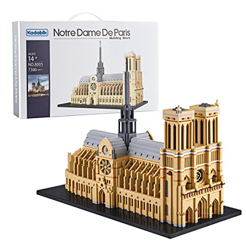 Kadablk Architecture Series Mini Bricks for Adults and Teens,France Notre Dame de Paris Mini Building Blocks Set,Micro Blocks Set,7380 PCS,Landmark Model - color: France Paris