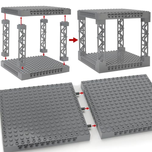 Plates 16x16 with Support Girder Set Multi-Tier Display Shelf - color: Dark Bluish Gray, size: 8 PCS
